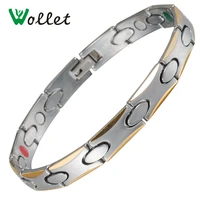 wollet jewelry gold color high quality hematite magnetic infrared negative germanium tourmaline tungsten for men health bracelet
