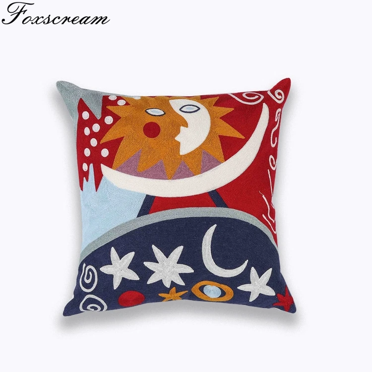 Embroideried Cushion Cover Home Decor Embroidery Canvas Cotton Square Throw Pillows | Дом и сад