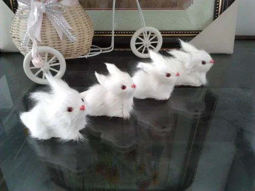 

4pieces mini cute simulation rabbit toy polyethylene & furs small rabbit doll decoration gift about 7.5cm 0853
