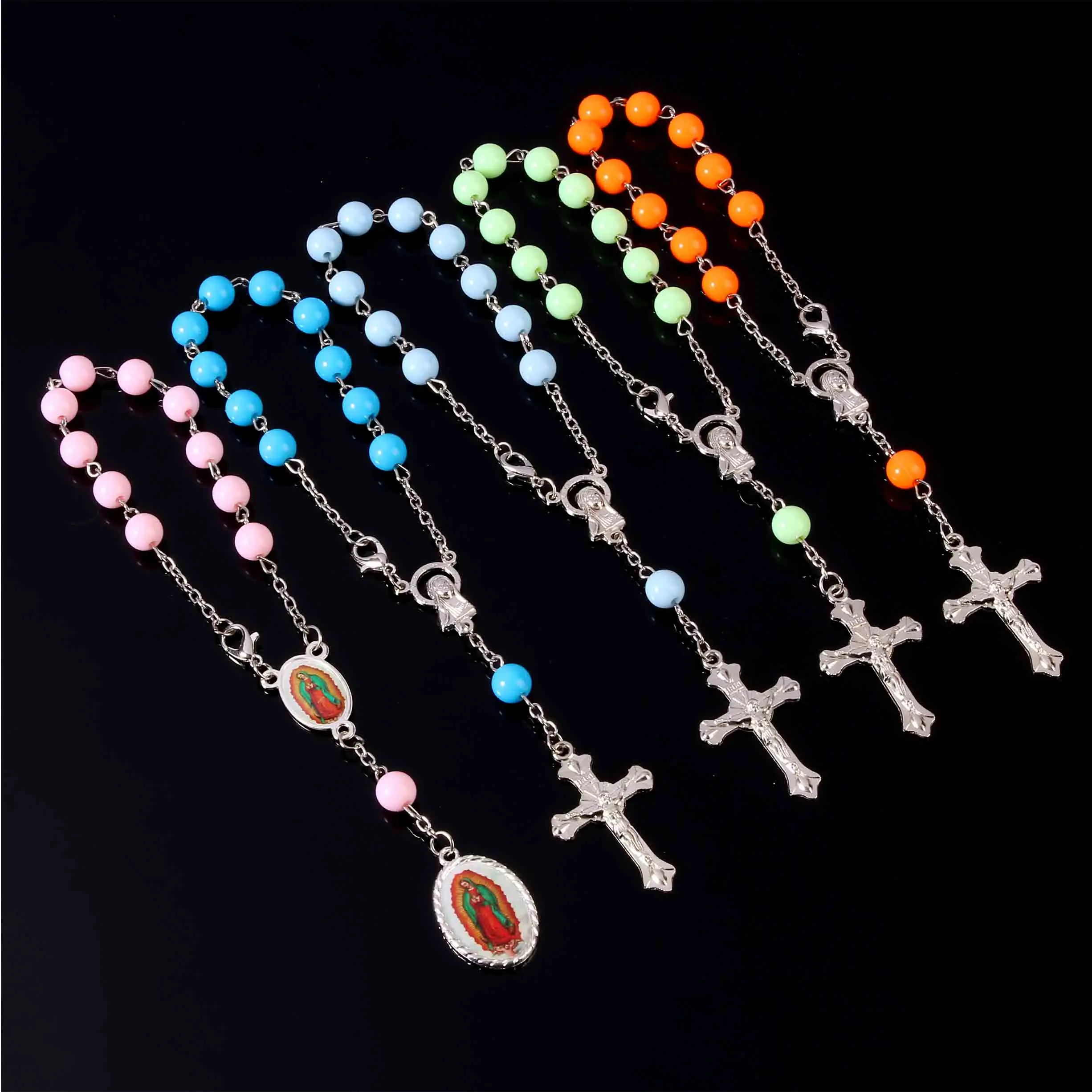 48 Pieces / Religious Bracelet Central Rosary Sacred Compassion Mary Guadalupe Heart Jesus Icon Center Gif | Украшения и
