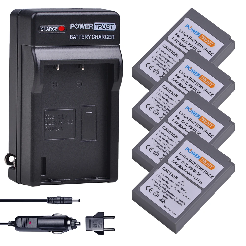 4x7 4 V 2000mAh PS BLS5 BLS50 Аккумулятор для камеры + комплекты настенных зарядных устройств
