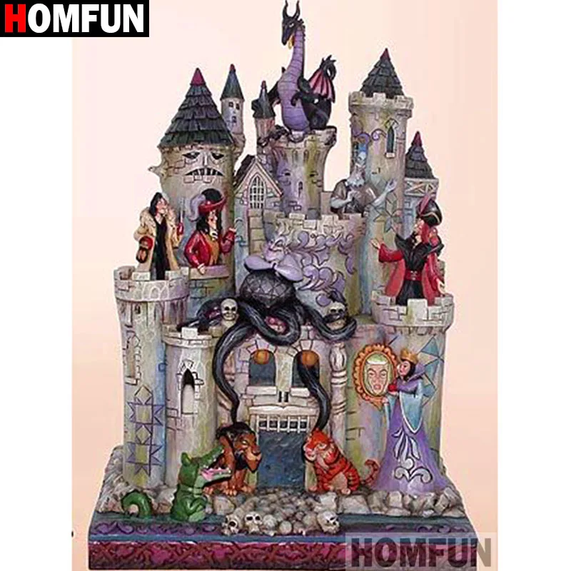 Алмазная 5D картина HOMFUN замок из мультфильма полноразмерная/круглая вышивка