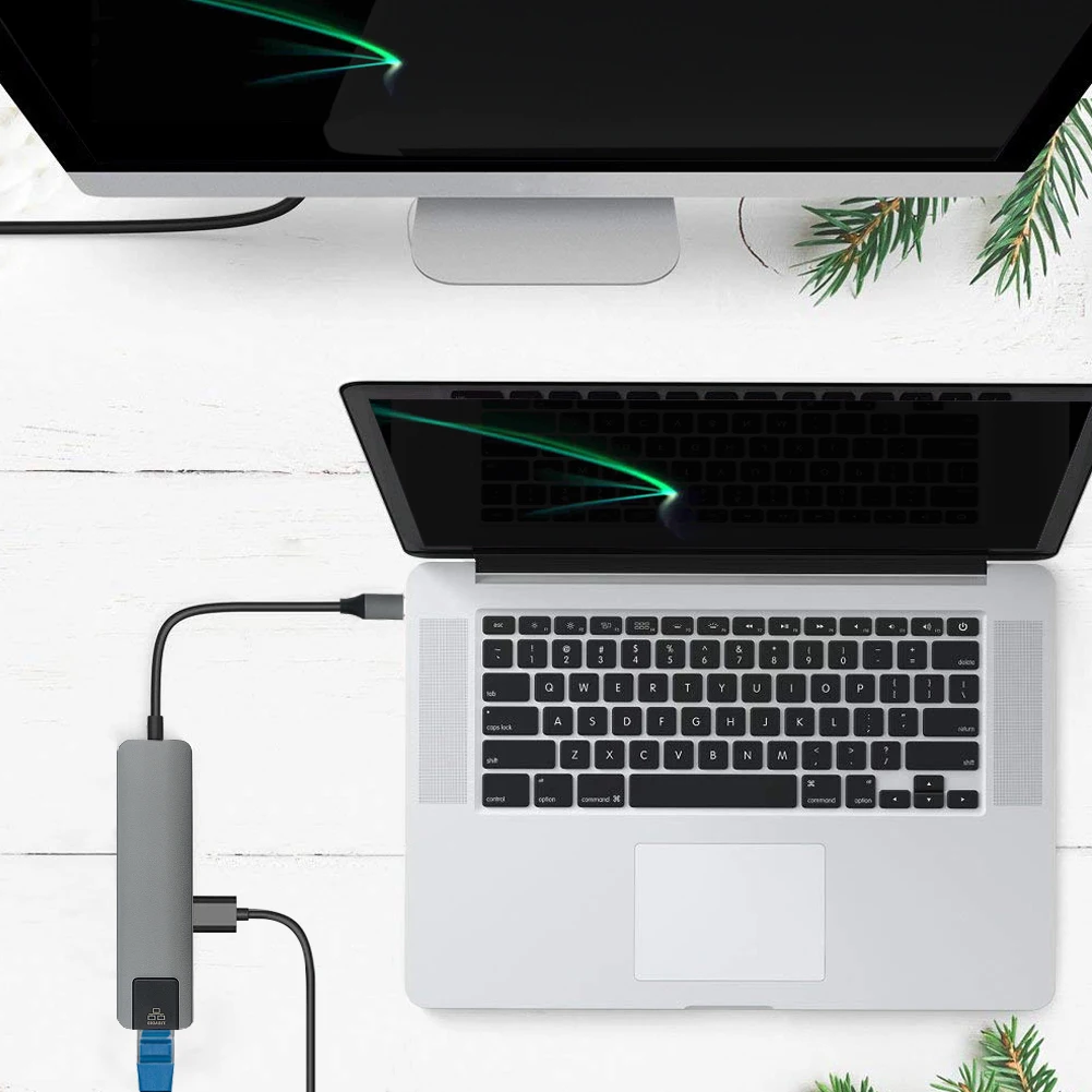5 в 1 концентратор USB Type C Hdmi PD для Ethernet Gigabit Rj45 Lan адаптер Thunderbolt 3 Macbook Pro зарядное