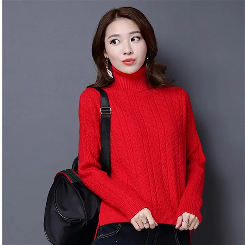 Neploe 2019 Winter Solid Turtleneck Sueter Mujer Knitted Thick Long Sleeve Pullovers One Size Fashion Women Tops Sweaters 68261 | Женская