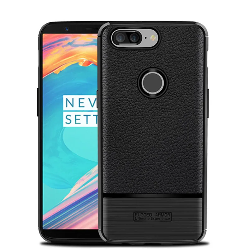 SRHE для OnePlus 5T чехол личи Кожа углеродное волокно мягкий силиконовый полное заднее