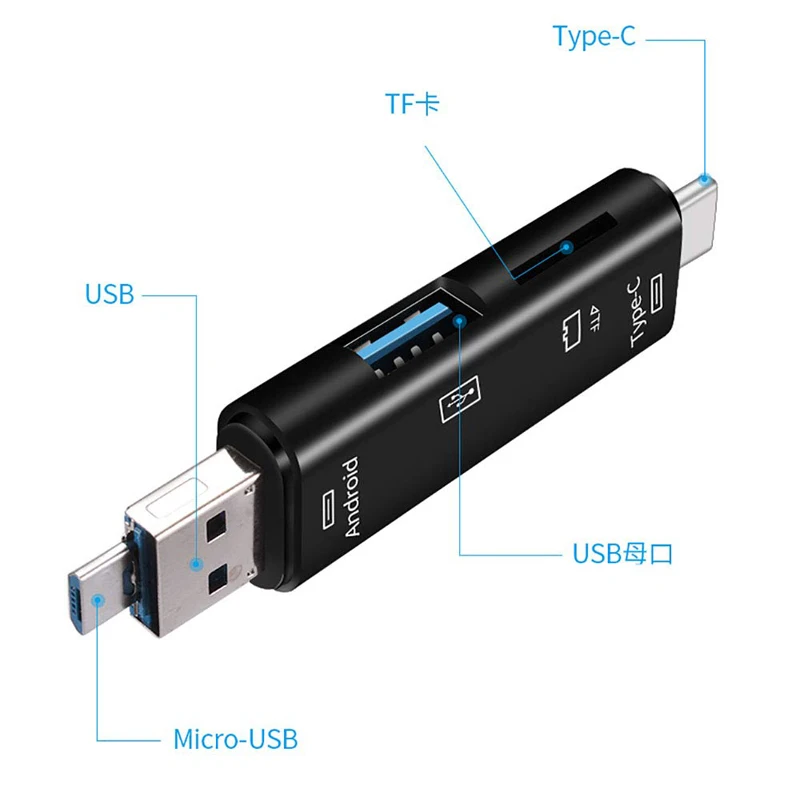 Raugee type C и Micro USB OTG карта адаптер 3 в 1 USB-C-ридер флэш-накопитель TF разъем для чтения для мобильного телефона ПК Mac компьютера