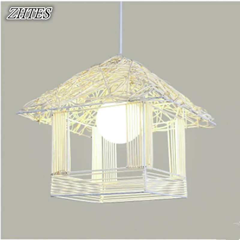 Люстра в виде птичьей клетки из ротанга|cage chandelier|bird cage chandelierchandelier creative |
