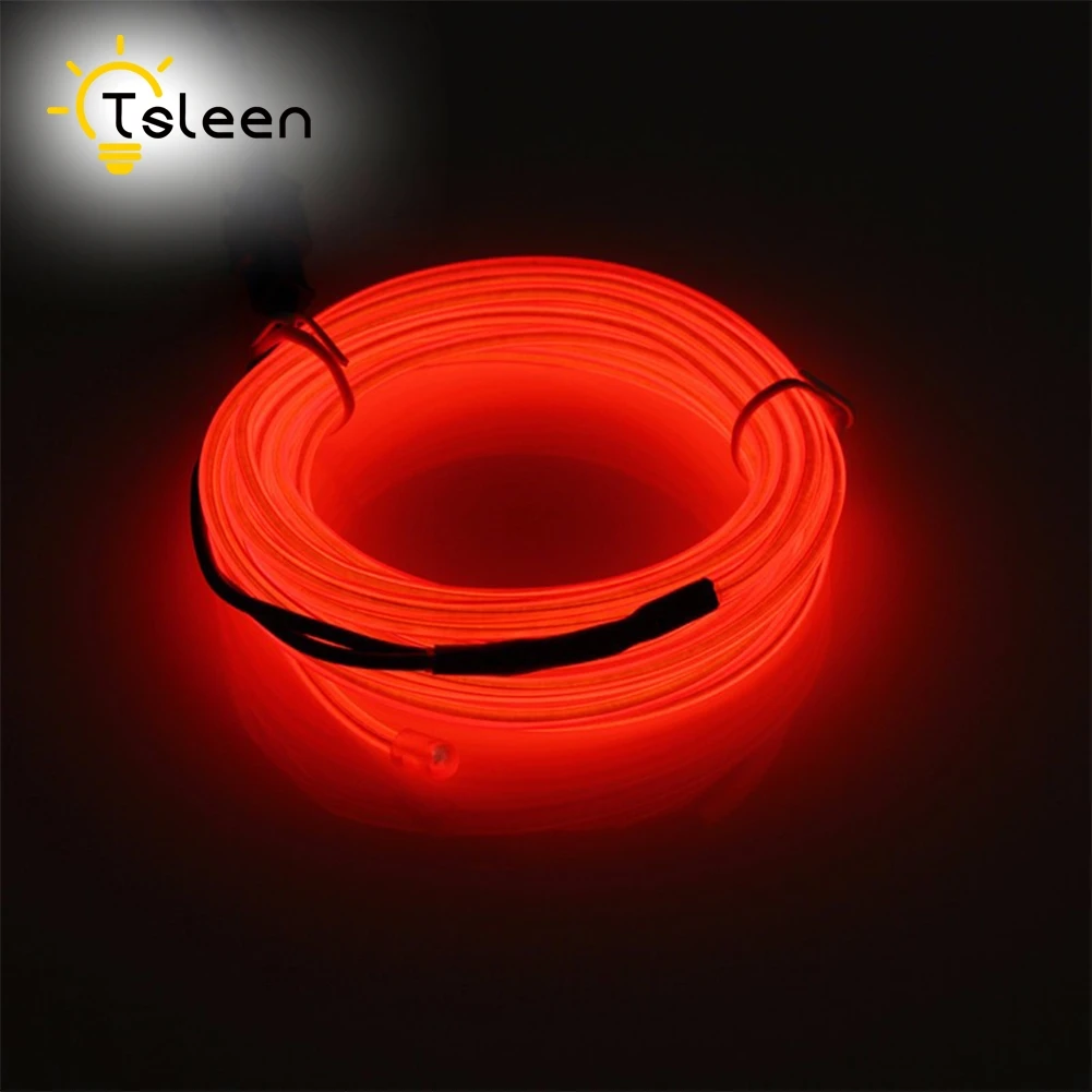 Неоновый шнур Led EL Wire String Светодиодная лента гибкий светильник для автомобиля Танцевальная вечеринка 2 м 3 м 5 м Питание от батареи с контроллером Led rgb - Испускаемый цвет: red
