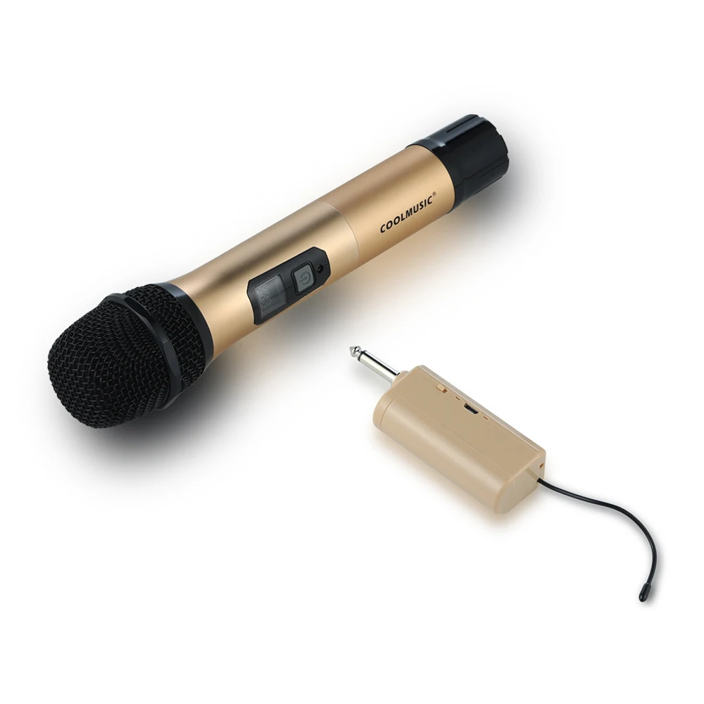 

COOLMUSIC 10 Channels UHF Microphones Handheld with Mini Receiver Wireless Microphone System for Streaming Musical Instruments