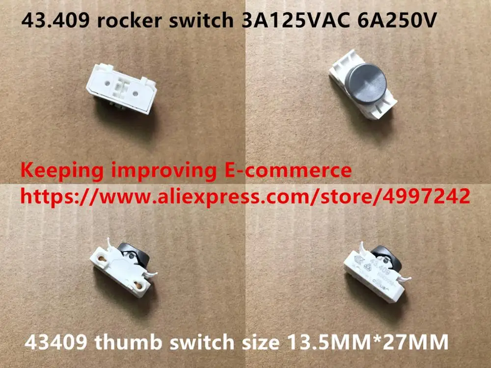 Оригинальный новый 100% 43 409 кулисный переключатель 3A125VAC 6A250V большой палец Размер 13