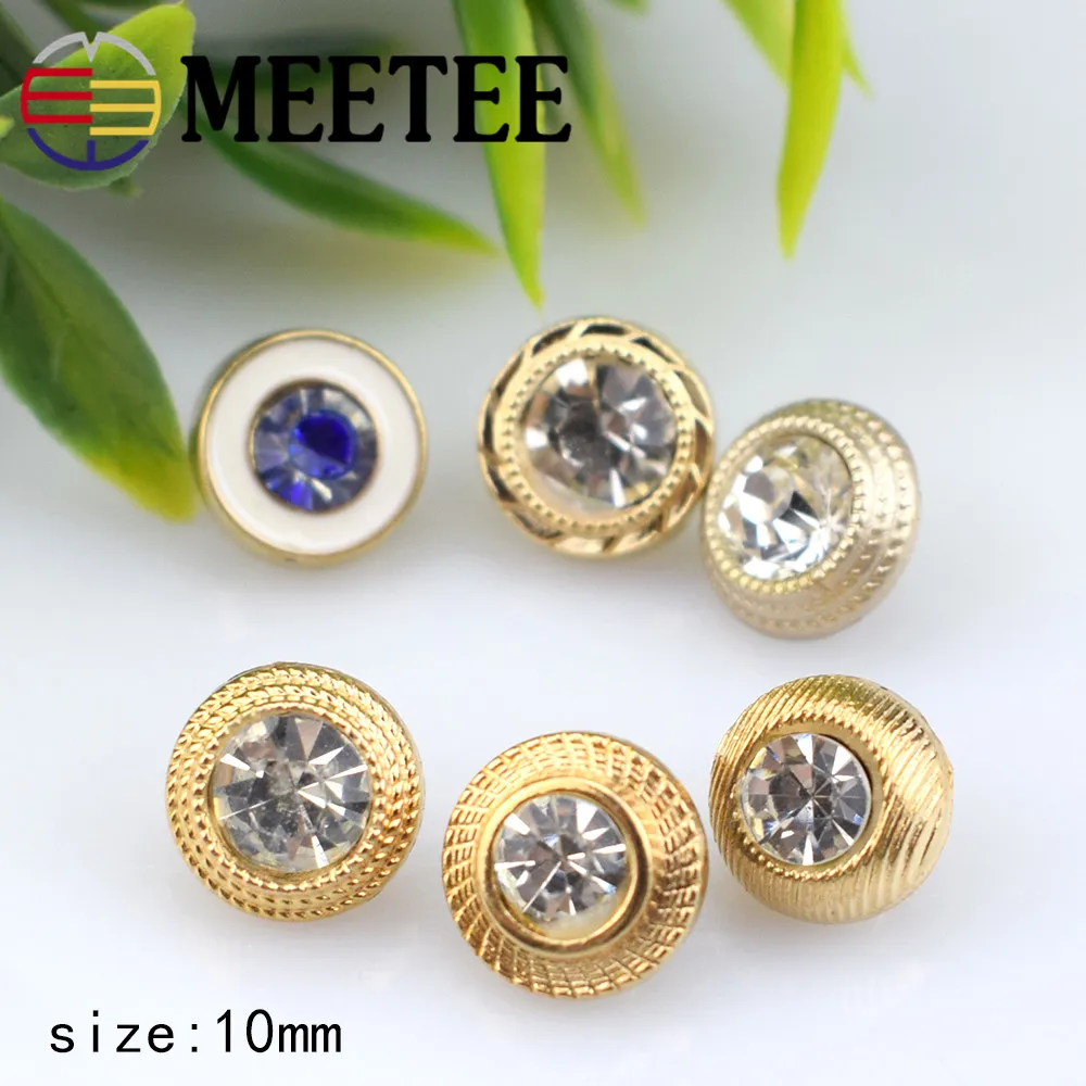 30pcs Meetee 10mm Mix Rhinestones Decor Metal Buttons Round Shank Button for Shirt Sweater Clothes Sewing Scrapbooking Accessory | Дом и сад