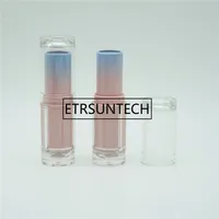 3.8g Pink Blue Gradient Lipstick Tube with Clear Cap Plastic Empty Lip Balm Storage Bottle Elegant Lip Makeup Package F20171980