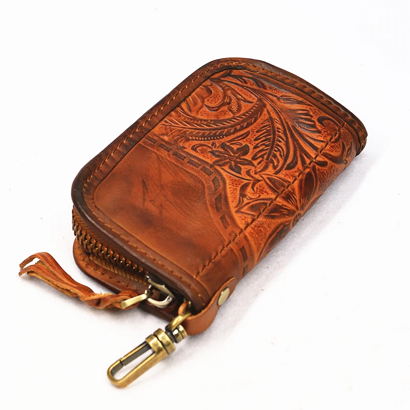 Кошелек для ключей из натуральной кожи мужчин и женщин короткий винтажный