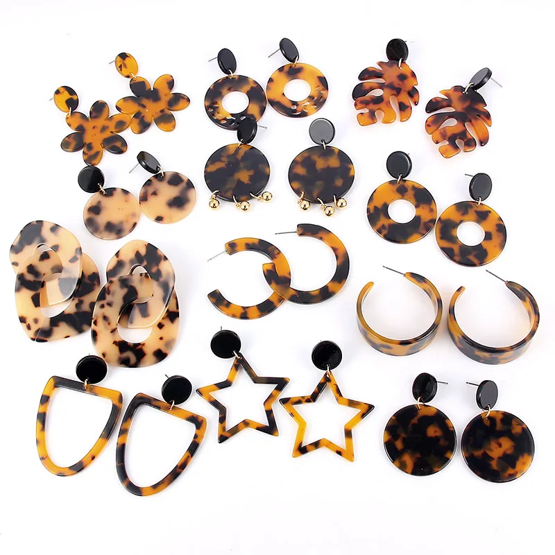 Винтажные акриловые серьги подвески с леопардовым принтом для женщин