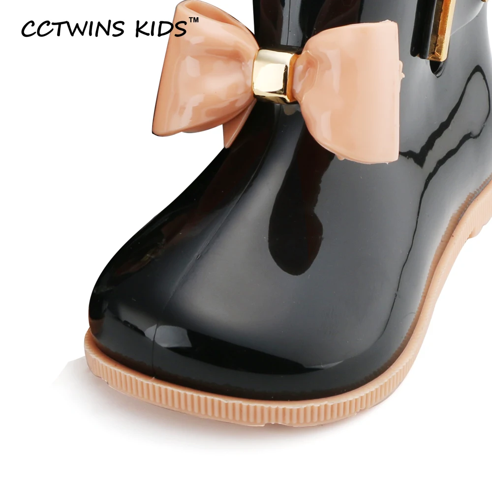 CCTWINS KIDS/Коллекция года; сезон весна-лето; детская обувь из ПВХ для маленьких девочек; резиновые сапоги с бантом для мальчиков; Детские брендовые водонепроницаемые ботинки; C1095