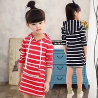 spring autumn girl dress hooded long sleeve kids clothes baby party dresses children clothing striped tutu baby dresses girls