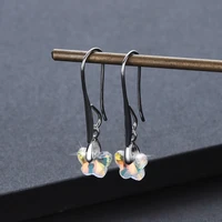 chandler stainless steel butterfly earring for girls austrian cz stone drop earrings hook rhinestone bronics insect korean