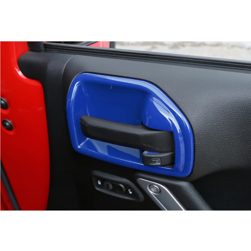 

2Pcs/Set New Blue Car Interior Door Handles Bowl Decoration Cover Trim Sticker Fit For Wrangler 2011-2016 2 Doors