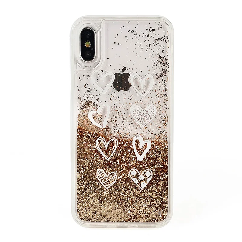 Zxtrby Роскошный Жесткий ПК с сердечком чехол для iPhone 6 S 7 8 Plus X XS 10 Золотой блестящий