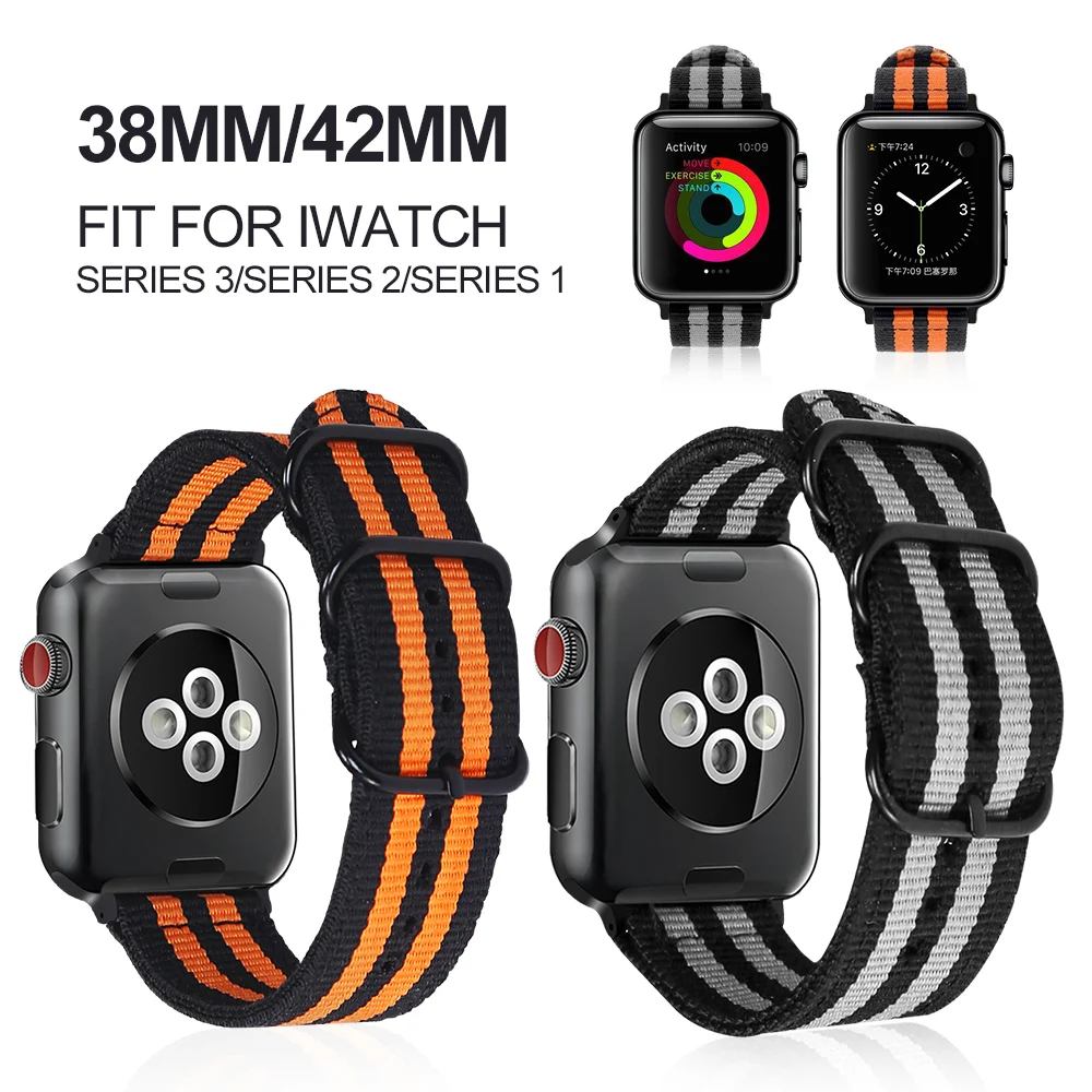42 мм 38 цветной спортивный нейлоновый ремешок для часов Apple Watch iWatch серии 4 3 2 1