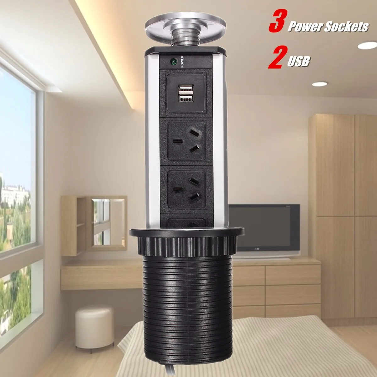 Pop Pull Up power Point розетка 3 штекера Dual USB зарядное устройство для Дом Офис Кухня Рабочий стол Розетка удлинитель