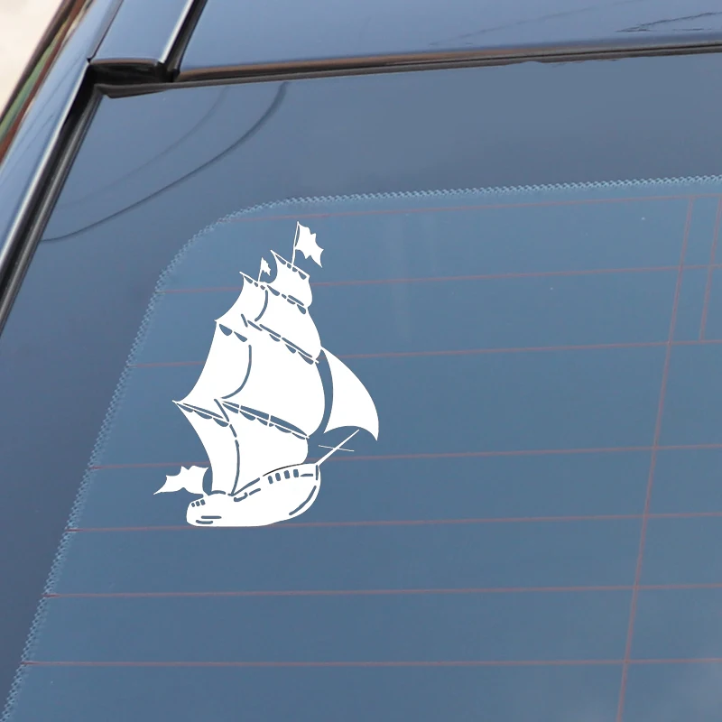 QYPF 11.7*15.9CM Coolest Sailboat Ship Sea Ocean Waves Decor Car Sticker Vinyl Graphic Silhouette C16-1126 | Автомобили и