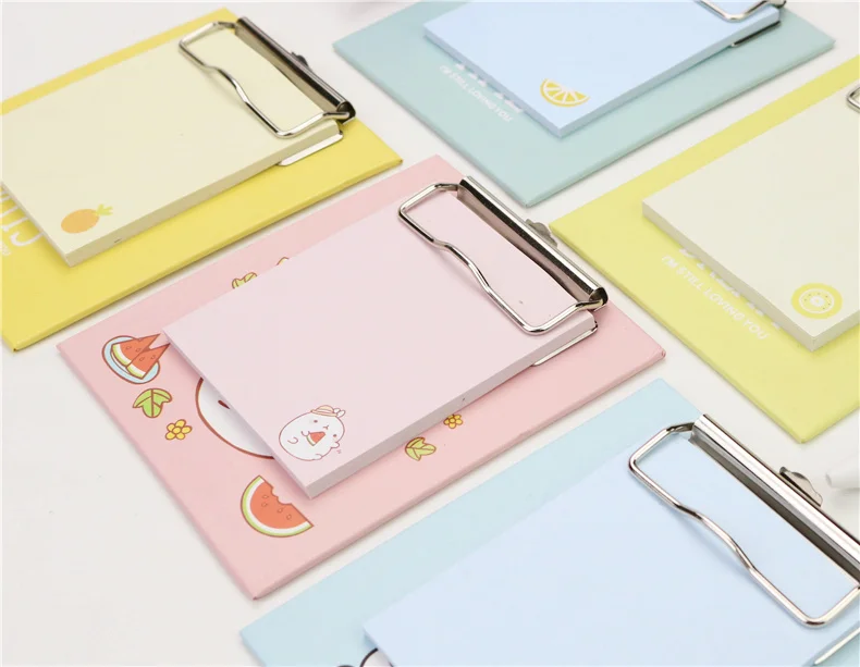 Стиль милый с зажимом доска блокнот животных фрукты Липкие заметки Kawaii канцелярские принадлежности