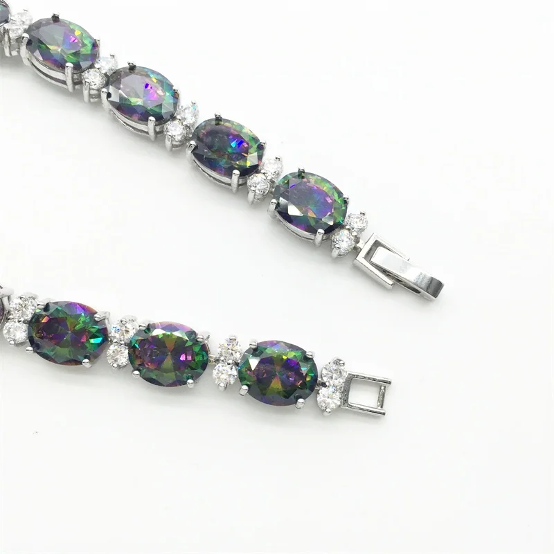 Brilliant Fine jewelry Wholesale &amp Retail ! Round Rainbow Mystic Silver Filled fashion bracelets bangles | Украшения и