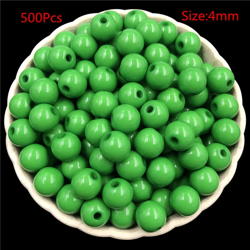 Dark green Материал ручной работы 500 шт DIY Изготовление браслета ожерелья 4 мм акриловые бусины оптом свободные бусины ювелирные аксессуары - Цвет: Dark green