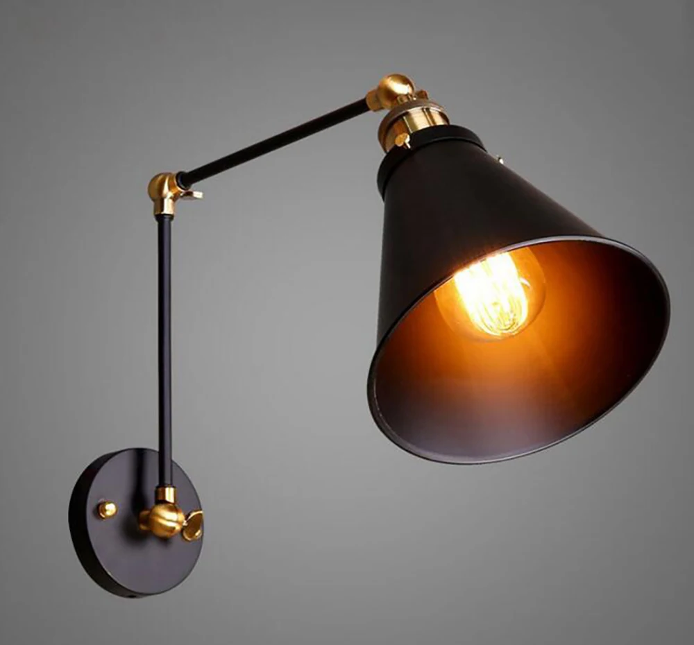 

Loft Iron Wall Lamp Retro Vintage Lighting Indoor American Industrial Lighting Lifting Pulley Wall Light Led Bedroom Lights