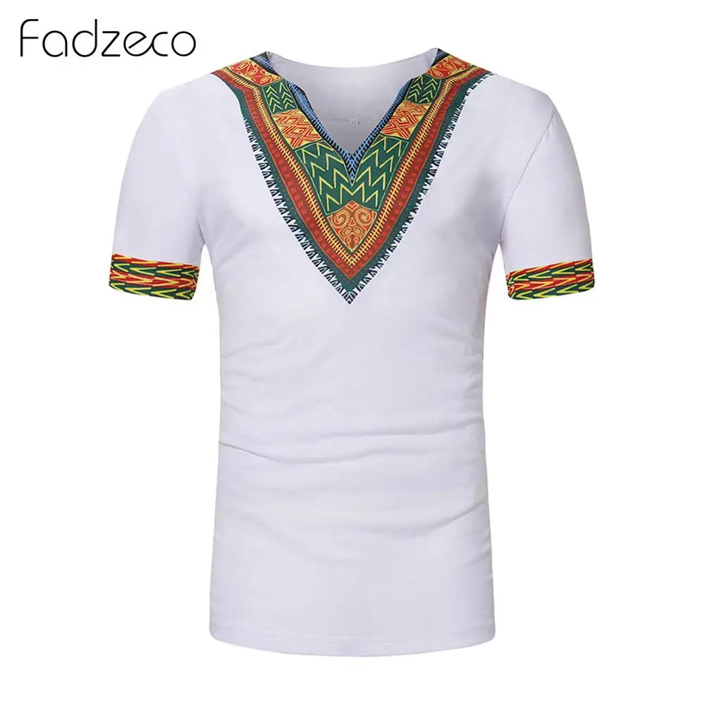 Fadzeco 6 видов цветов мужская летняя футболка с принтом Дашики в африканском стиле