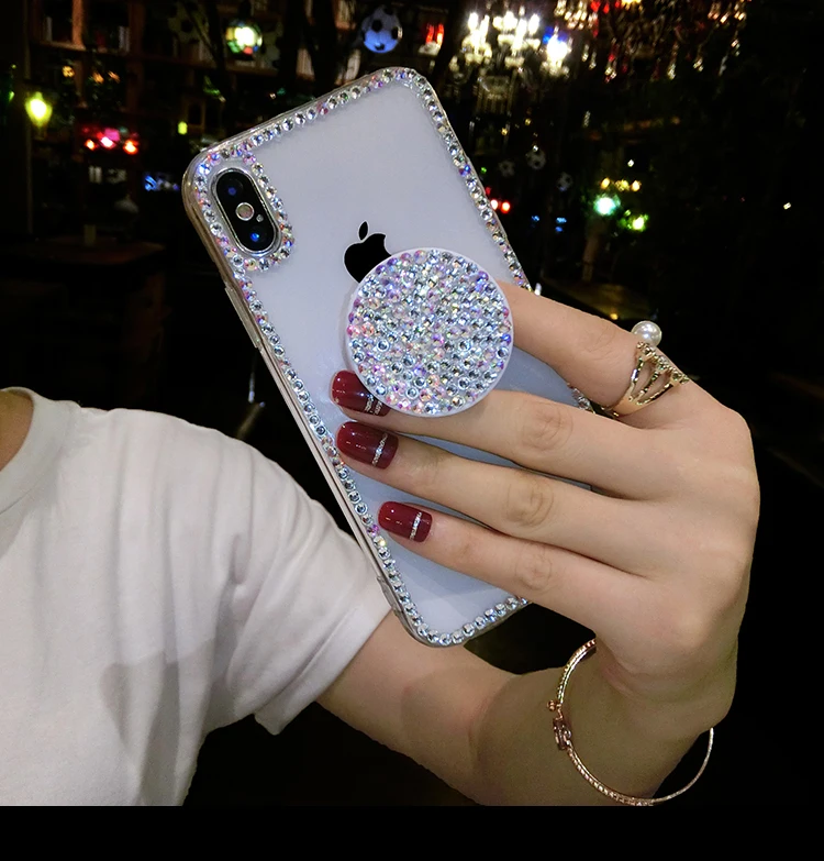 Алмазный чехол для телефона LG G7 G6 Q6 Q7 V20 V30 V40 раздвижная подставка держатель