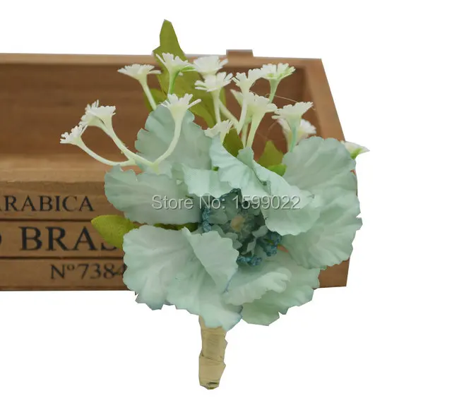 Shabby шикарные свадебные поддельные Scabiosa Gysophila цветок Бутоньерки для мужчин бизнес