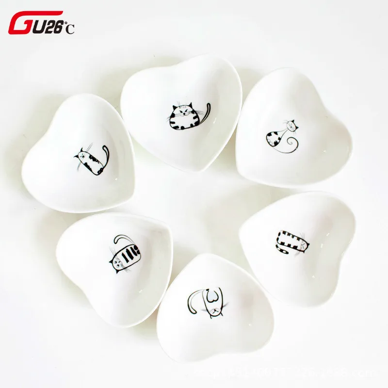Керамическая тарелка для соуса Love Heart или Square кошек уксуса приправ масла соли