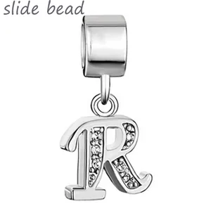 Бесплатная доставка, подвеска в виде буквы R, бусины-шармы. Подходит для браслетов Pandora и бусин для изготовления ювелирных изделий