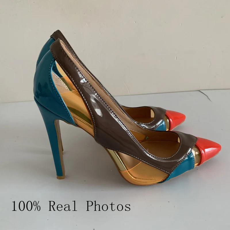 

REAVE CAT New stiletto heel Shoes woman Pumps Ladies ultra high heels shoes Patent leather Pointed toe office big size 46