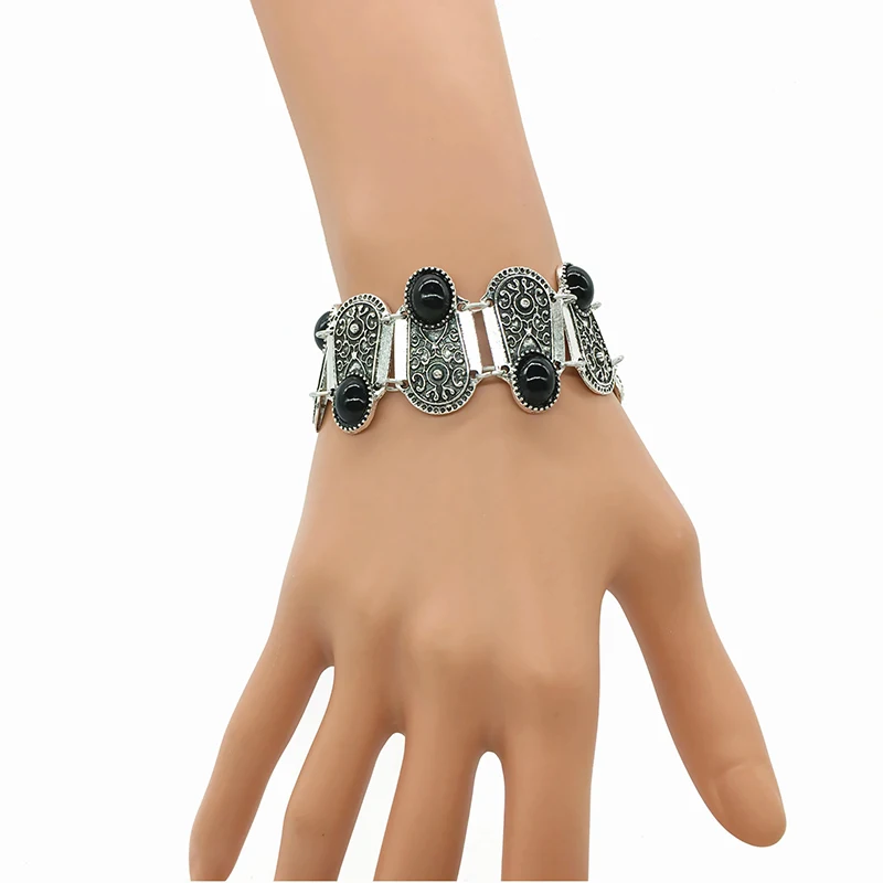 Turkey Stylish Bracelets &amp Bangles Carved Patterns Black Stone Jewelry For Women | Украшения и аксессуары