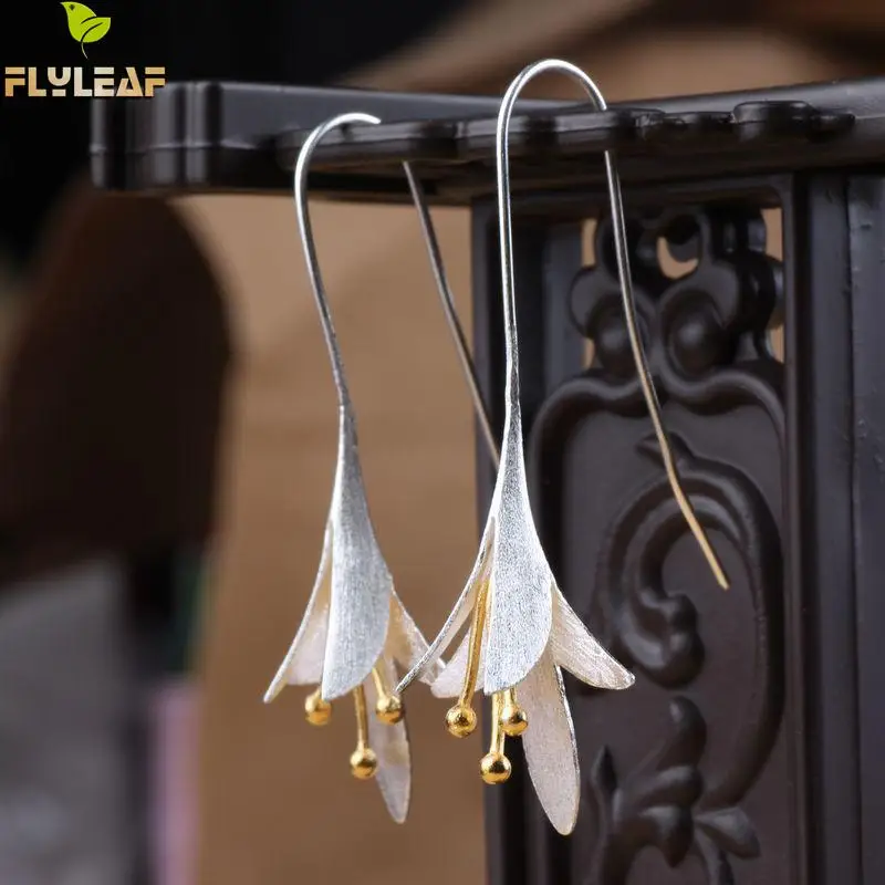 Серьги Flyleaf из стерлингового серебра 925 пробы с цветами женские элегантные серьги