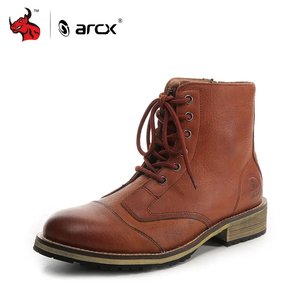 Мотоциклетные ботинки ARCX кожаные гоночные мужские дорожные кофейного цвета