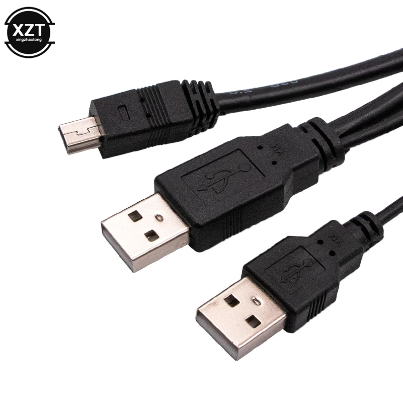 2 в 1 USB 0 двойной A Тип 2A штекер к мини 5 контактный Y образный кабель для