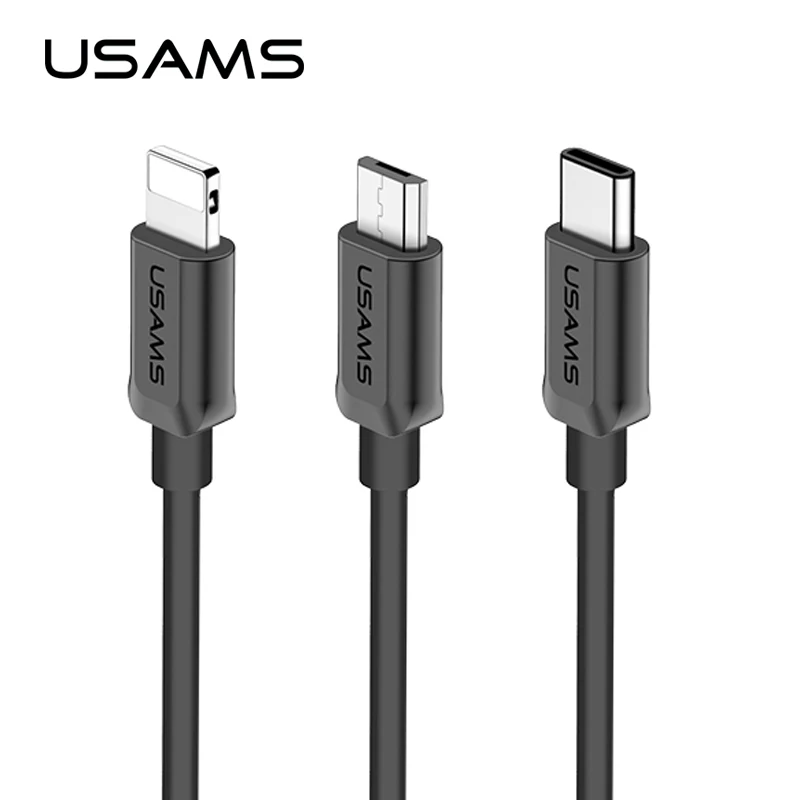 Кабель Micro USB для зарядки и передачи данных iPhone кабель USAMS Type C X 8 7 6 6P plus плоский