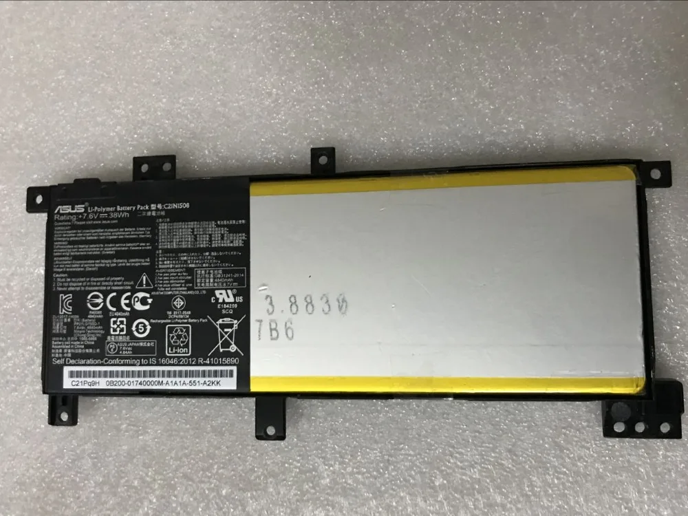 Новая Подлинная батарея для ASUS X456UJ X456UV X456UF VivoBook X456UA X456UB X456UR C21N1508 7 6 V 38WH |