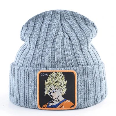 Модные dragon ball вязанные шапочки Skullies вязаные шапочки зимние, шапки для мужчин крутые Гоку beanie cap женские осенние повседневные Шапки chapeau femme - Цвет: GRAY
