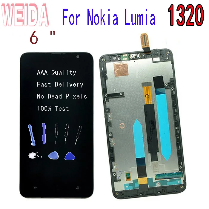 ЖК дисплей WEIDA 6 дюймов для Nokia Lumia 1320 дигитайзер сенсорная панель экран в сборе +