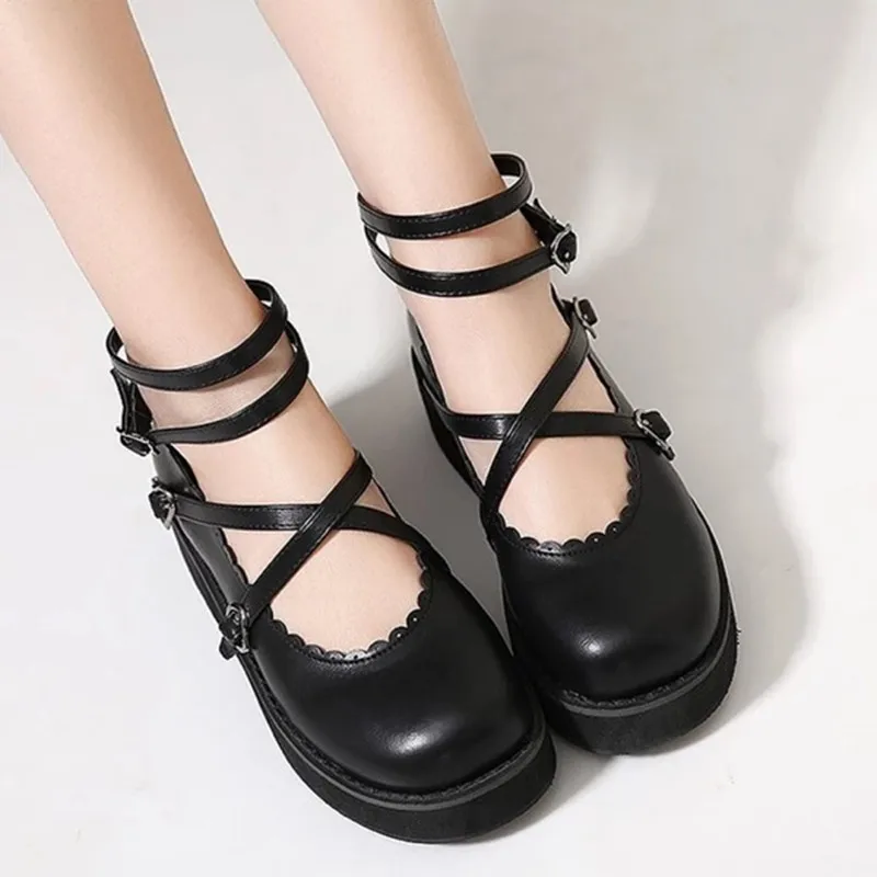 

Japanese Mori girl Lolita Shoes Cute Heavy-Bottomed Round Head Women Shoes Student Princess Cosplay Shoes Summer 2022 Girls JK