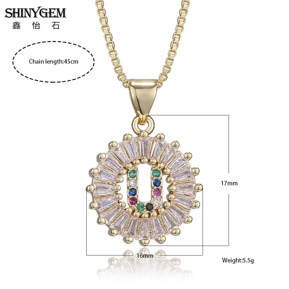 ShinyGem 26 ожерелье с буквами алфавита большой круглый кристаллический кулон Радуга
