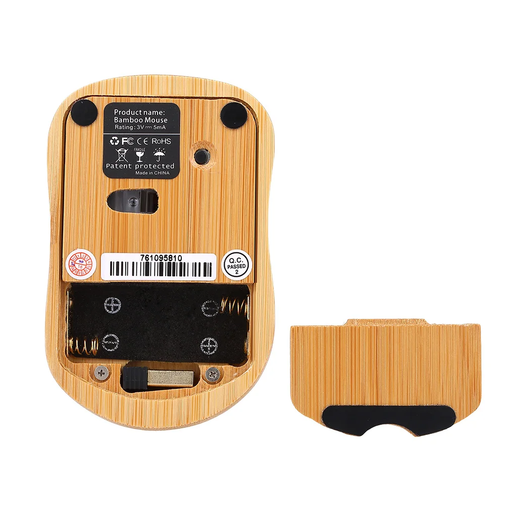 

2.4G Wireless Optical Bamboo Mouse 3 Adjustable DPI Computer Mouse with USB Receiver for Notebook PC Laptop Computer Yellow