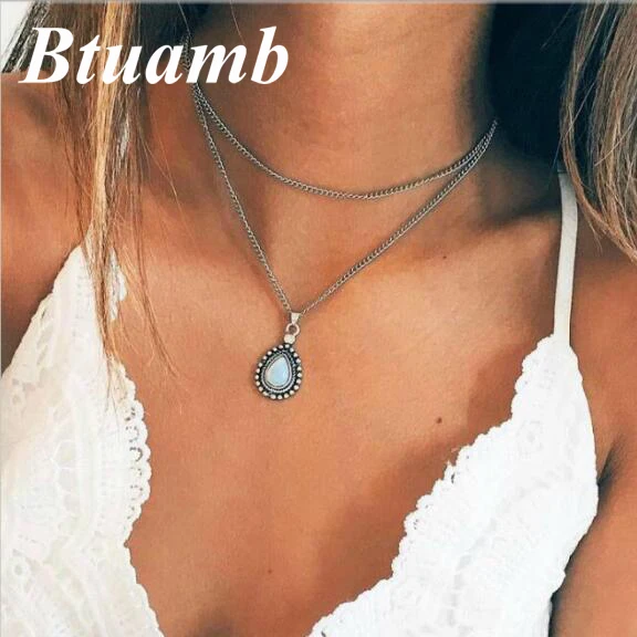 Btuamb винтажные хрустальные ожерелья с каплями воды подвески для женщин ювелирные