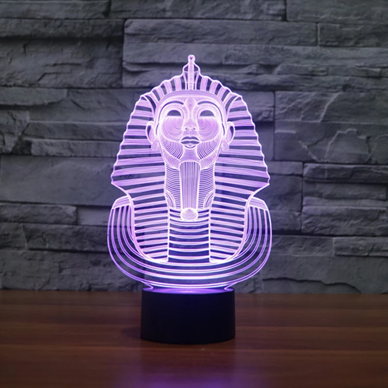 3D светодиодный Египетский Сфинкс с USB ночник Фараона 7 цветов меняющий настроение