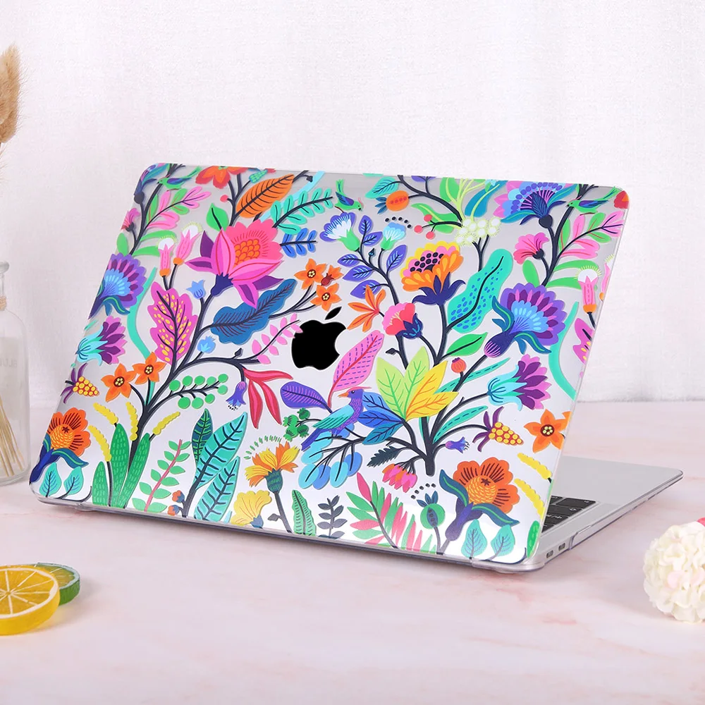 Цветочный чехол для ноутбука MacBook Air 13 A1466 A1932 Pro 13 15 16 дюймов Сенсорная панель A2141 a2159 пластиковый жесткий чехол Keybaord
